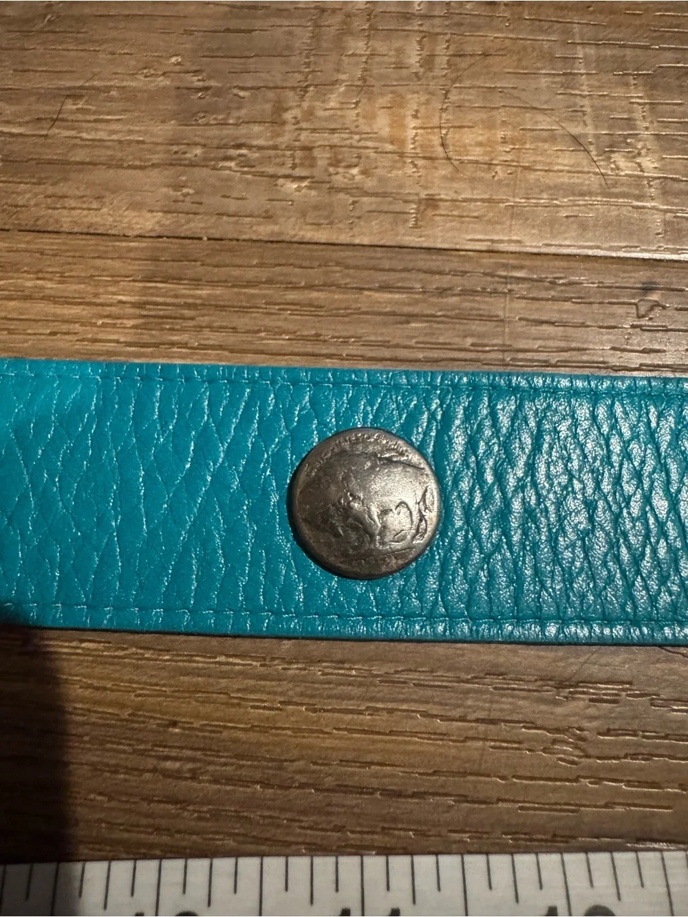 Vintage Turquoise Made in Spain Silver Concho Details and Buckle Length 34”